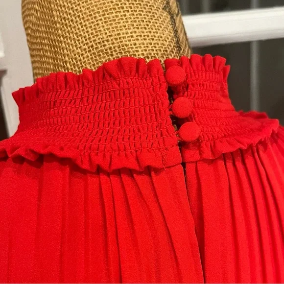 Nanette Lepore Pleated Elastic Waist Lined Dress Red Size 14 - Picture 6 of 10